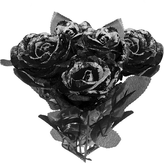 Tooarts Imitationsrose mit Pailletten in Schwarz und Mehrfarbig als textile Kunstblume für Halloween, Hochzeit oder Party - Bild 1