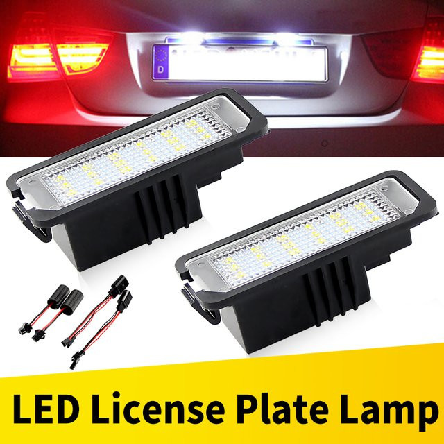 2er-Set APMATAUTO LED Kennzeichenleuchten mit Canbus für VW Golf 4 5 6 7, Passat B7, CC, Scirocco und Beetle in Schwarz - Bild 1
