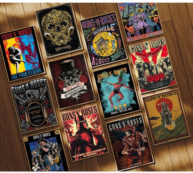 Guns N Roses Wandkunst Poster von Kayou, Multicolor, HD Wandbild für Wohnzimmer und Schlafzimmer, ohne Rahmen - Bild 1