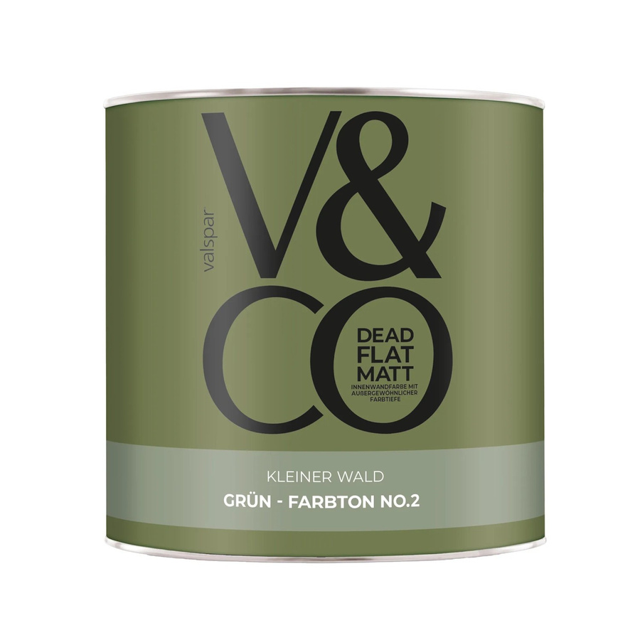 V&CO Premium-Innenfarbe Dead Flat Matt in Grün Farbton 2 Kleiner Wald, 2,5 l - Bild 2