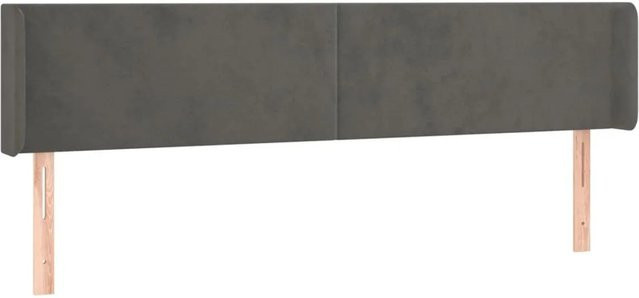 vidaXL LED Kopfteil aus Samt in Dunkelgrau mit USB-Ladeport und integrierter Beleuchtung B: 203 cm, T: 16 cm, H: 78-88 cm - Bild 1