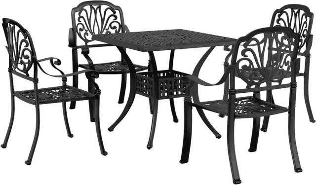 vidaXL 5-teilige Garten-Essgruppe aus Aluminium-Druckguss in Schwarz für Garten, Veranda und Terrasse - Bild 1