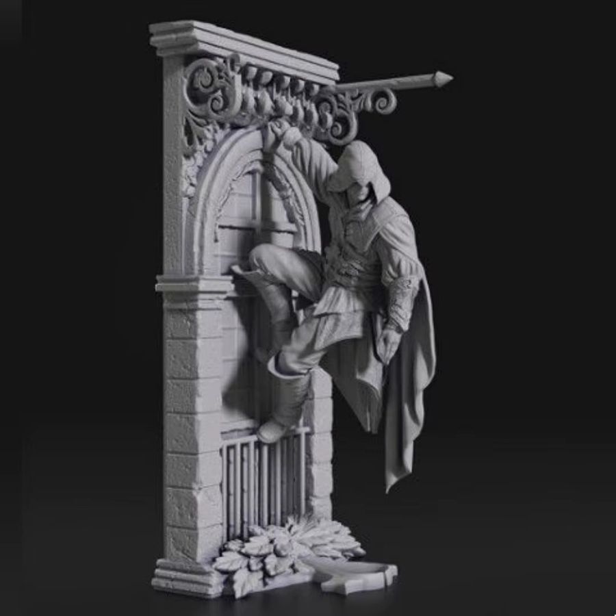 BANGSHE Assassin Wandkletterer Modellbausatz aus Kunstharz, unbemalt grau, Maßstab 1:24, Höhe: 7,5 cm - Bild 2
