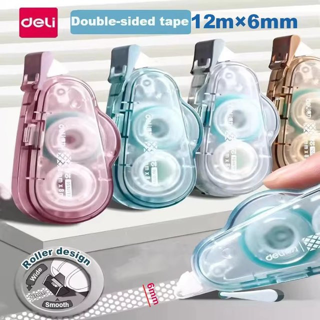 Deli doppelseitiges Klebeband mit Klebepunkten für DIY, Scrapbooking und Schule, Breite: 6 mm, Länge: 12 m - Bild 1
