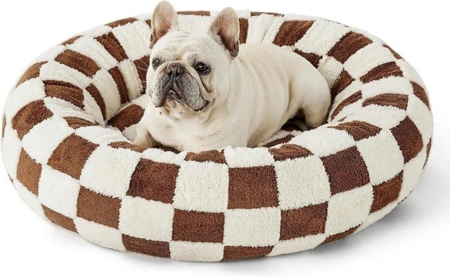 Pet Products My Plüsch Haustiernest rund für Katzen und Hunde in Weiß und Braun mit abnehmbarem Bezug, Größe XL - Bild 1