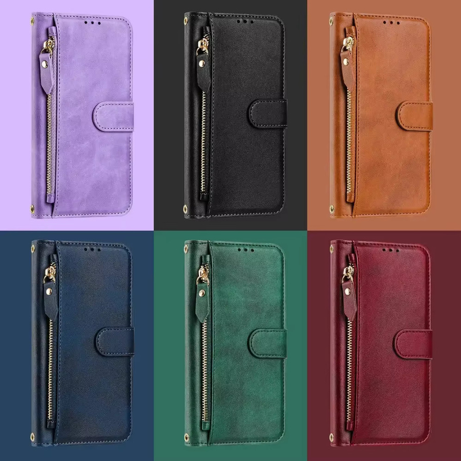 Xiaomi Crossbody Leder-Brieftaschenhülle mit Reißverschluss für Poco X8 Pro Max 5G, F8 Ultra, F7, M8, M7, X7 Pro in Blau oder Grün - Bild 6