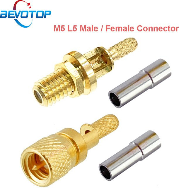 BEVOTOP RF Koaxialstecker L5/M5 Stecker und Buchse in Gold für RG174 RG316 LMR100 Kabel und Ultraschallsensor-Anschluss - Bild 1