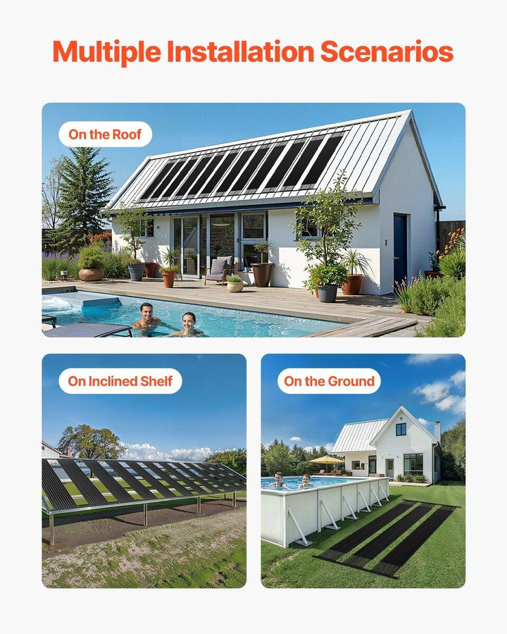 Buying Solutions MB Solare Poolheizung aus HDPE für oberirdische Pools, 4 Paneele, Schwarz, 1,25 / 1,5 Zoll - Bild 6