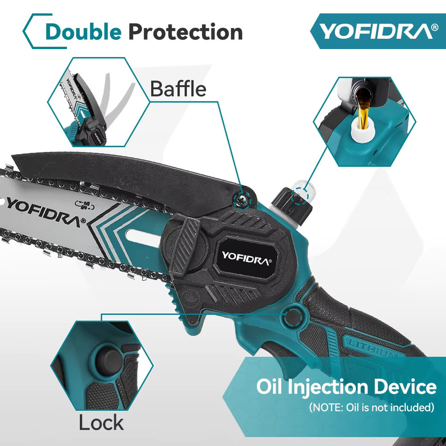 YOFIDRA Elektrische Akku-Kettensäge 6 Zoll mit Öler für Makita 21V LXT Batterien zum Schneiden von Holz und Ästen - Bild 3