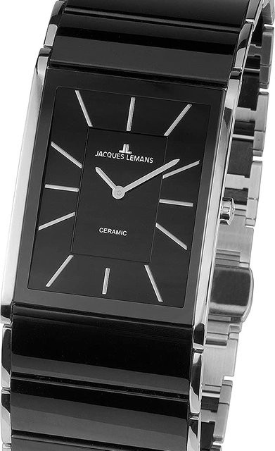 Jacques Lemans Damenuhr, Keramik, Quarz, Edelstahl, 24 mm, Schwarz - Bild 1