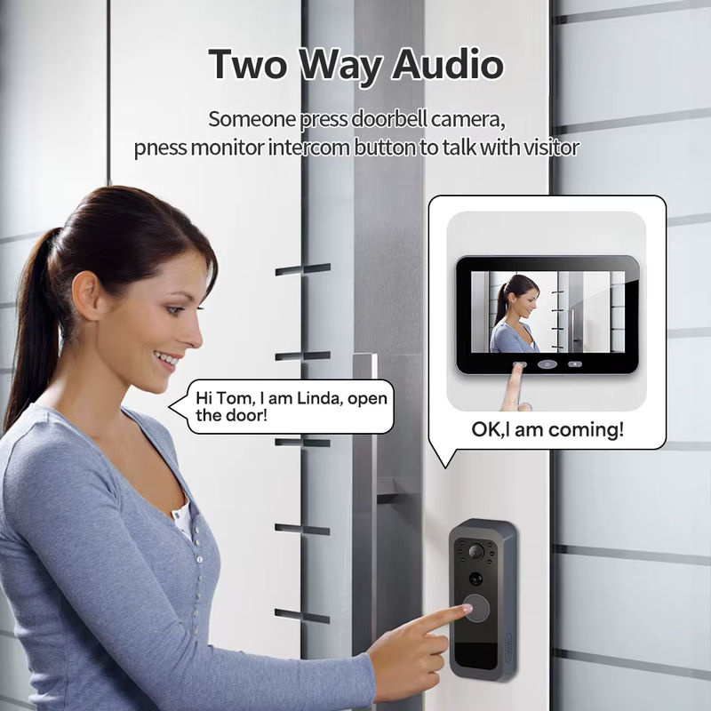 Tuya Smart Wireless Türklingel Kamera mit 5 Zoll Monitor und 1080P Video in Schwarz - Bild 4