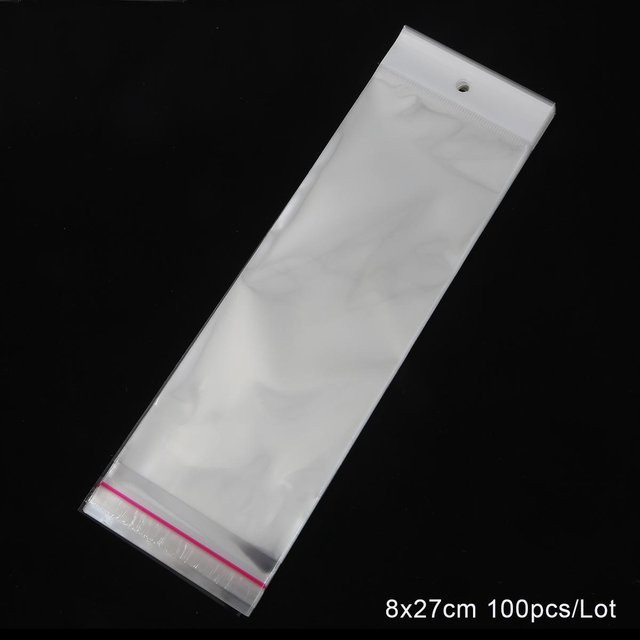 100 Stück transparente selbstklebende OPP-Aufbewahrungstaschen aus Kunststoff mit Aufhängeloch von Home Craftdiy, B: 24,8 cm, H: 27 cm - Bild 1