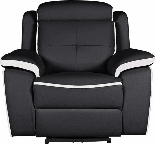 Vente-unique Relaxsessel Angelique in Schwarz-Weiß aus Leder mit Armlehnen, Höhe: 106 cm - Bild 1
