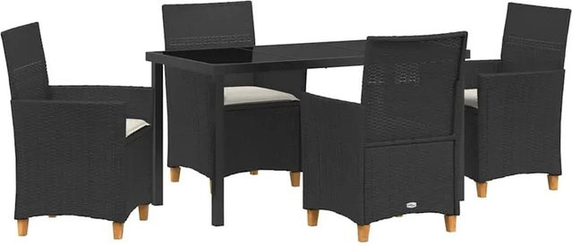 vidaXL Garten Essgruppe 5-teilig aus Poly-Rattan und Glas in Schwarz - Bild 1