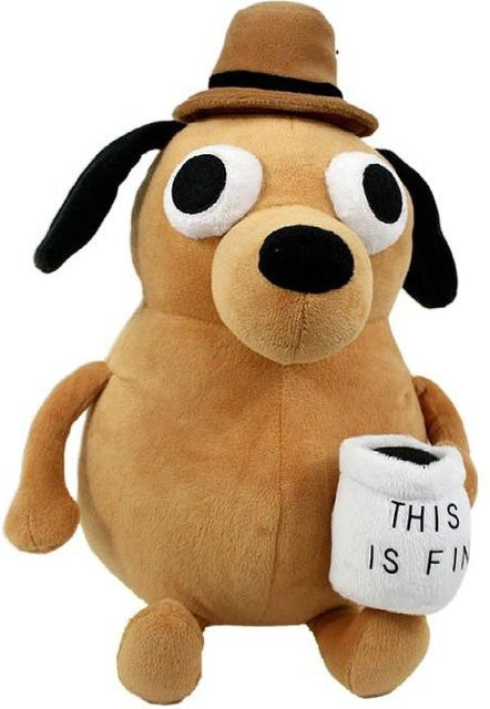 Yiran toy This Is Fine Meme Kaffee Hund, Plüschtier, 25cm - Bild 1