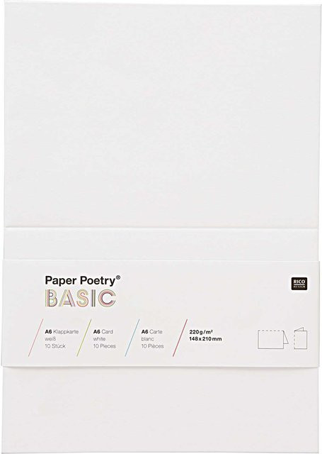 Rico Design Paper Poetry Klappkarten Basic A6 in Weiß, 10 Stück - Bild 1