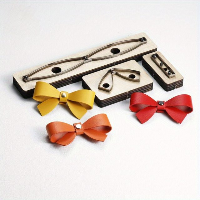 Dreiteiliges Set Leder-Messerform mit Schmetterlingsknoten als DIY Stempelform aus Metall - Bild 1