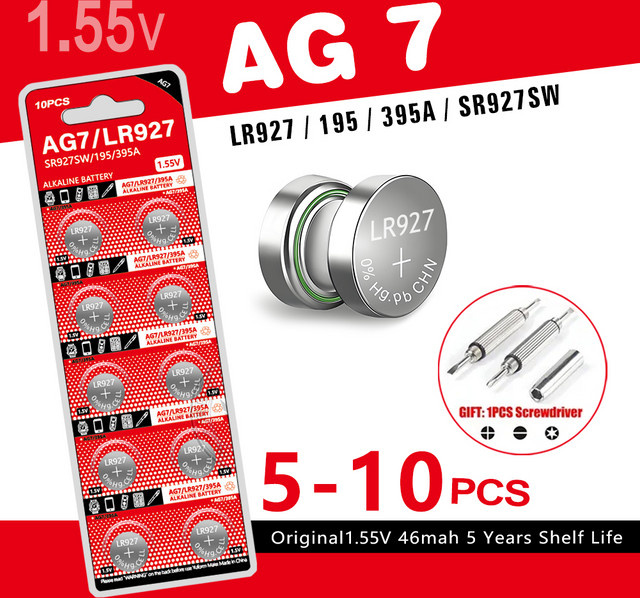 JNian Alkaline Knopfzellen Batterien AG7 LR927 SR927SW 395 395A L926F 1,55 V in Silber - Bild 1