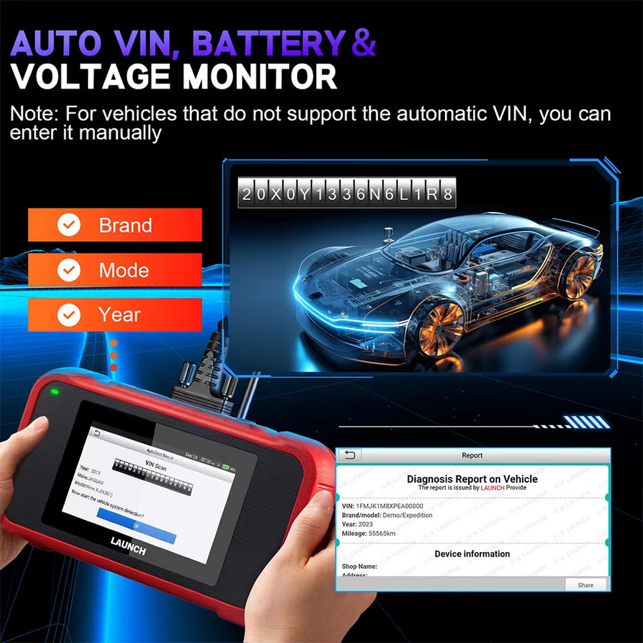 LAUNCH CRP129E V3.0 Creader Professional OBD-Scanner mit CANFD und DoIP Unterstützung für Motor und Getriebe inklusive Adapterkabel BST360 - Bild 6