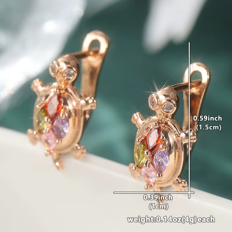 YoYo Creolen, Meeresschildkröte, Zirkonia, Gold, Damen - Bild 3
