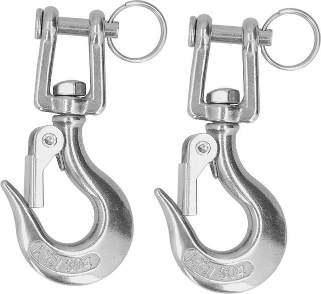 2er-Set Hebegabelkopf Kette Haken aus 304 Edelstahl mit Sicherheitsverschluss in Grau und Silber - Bild 1