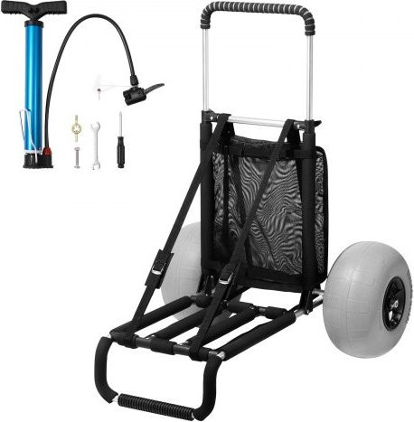 VEVOR Beach Dolly Sandkarren mit großen Ballonrädern in Schwarz, höhenverstellbar von 68,5 cm bis 113,5 cm, Tragkraft 75 kg, Ladefläche: Breite: 76 cm, Tiefe: 39 cm - Bild 1