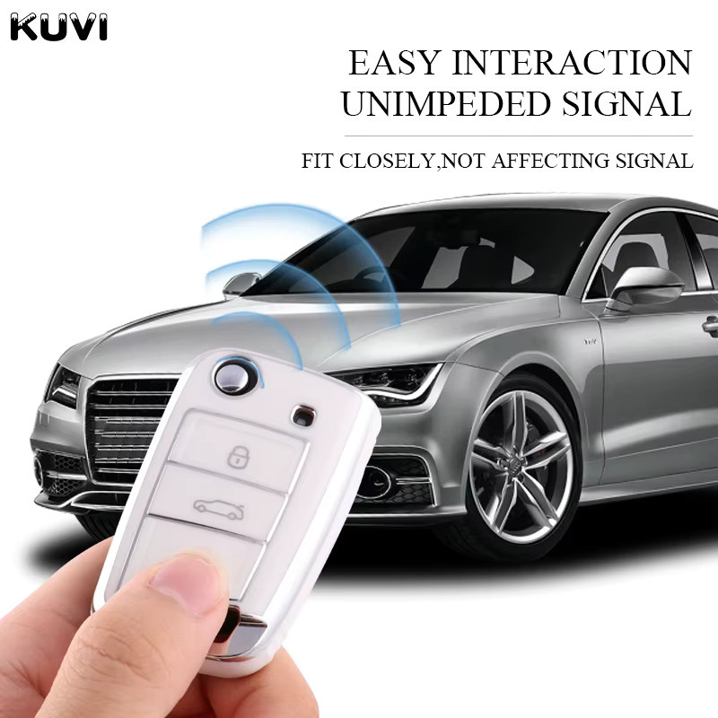Kuvi 4-Tasten TPU Auto-Klappschlüsselhülle für VW Volkswagen Golf 7 MK7 Tiguan MK2 Seat Ateca Leon FR Ibiza Skoda Octavia Kodiaq - Bild 5