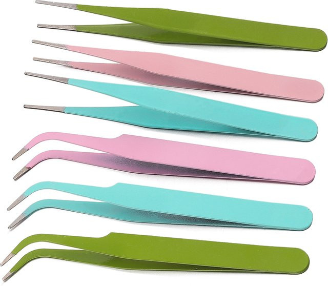 YouYoungDifferent Bunte Reparatur-Pinzette aus Metall für Nail Art, Perlen und DIY-Schmuckherstellung in Multicolor und Gelb - Bild 1