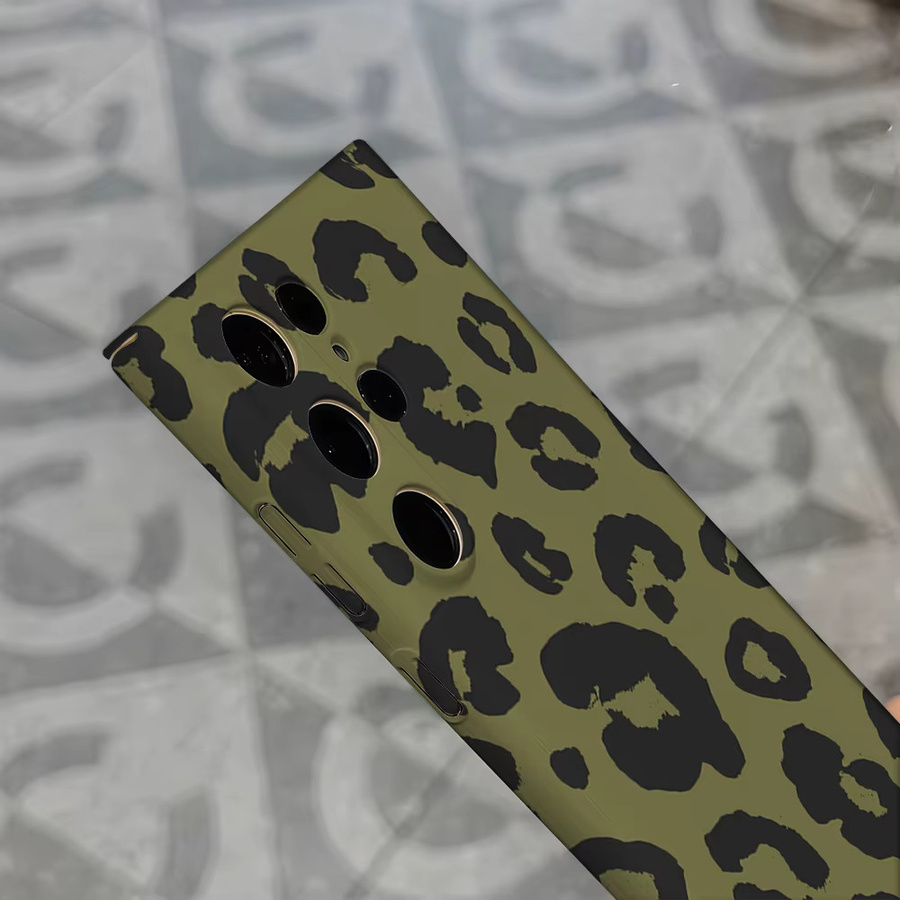 Stoßfeste Doppelschicht Handyhülle mit Leopardenmuster in Olivgrün für Samsung Galaxy S25 Ultra, S24, S23 Ultra und S23 Plus - Bild 5