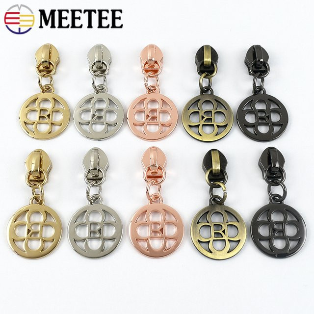 Meetee Metall-Reißverschlussschieber aus Messing in Gold für Nylon-Reißverschlüsse und DIY-Reparaturen, 5 Stück - Bild 1
