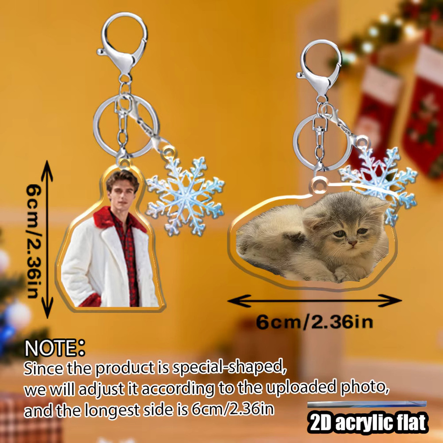 Schlüsselanhänger Doppelanhänger, Weihnachtsbaum, Schneeflocke, Weihnachtsmann, Unisex - Bild 1