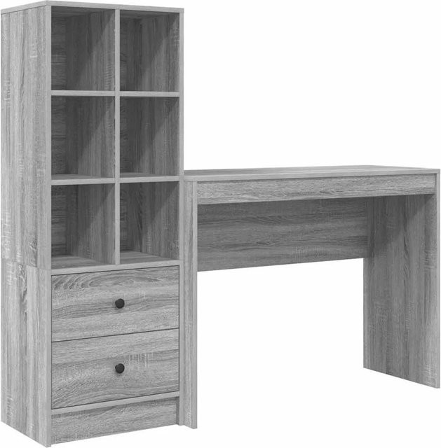 vidaXL Schreibtisch und Hochboard Set in Grau und Braun aus Holzwerkstoff für dein Büro - Bild 1
