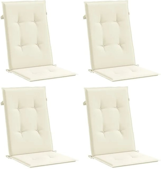 vidaXL Gartenstuhlauflagen für Hochlehner, 4er-Set, Creme/Beige, aus wasserabweisendem Polyester mit Schaumstofffüllung, B/T/H: 120 x 50 x 3 cm - Bild 1