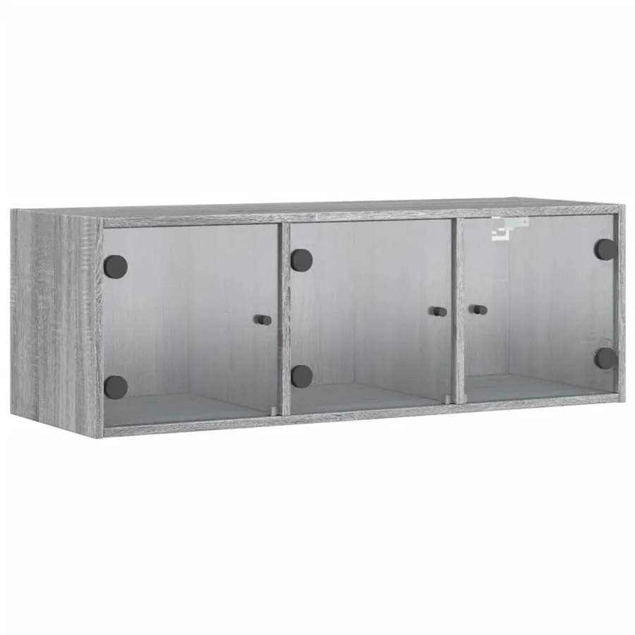 vidaXL Wandschrank Grau Sonoma mit Glastüren und Regalböden B: 102 cm, T: 37 cm, H: 35 cm - Bild 2