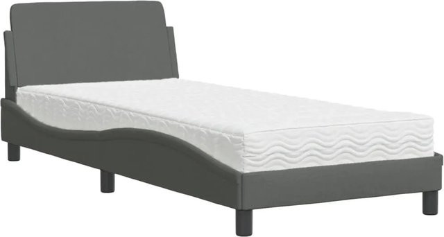 vidaXL Bett mit Matratze aus Stoff und Schaumstoff in Grau, B/T/H: 90 x 190 cm - Bild 1