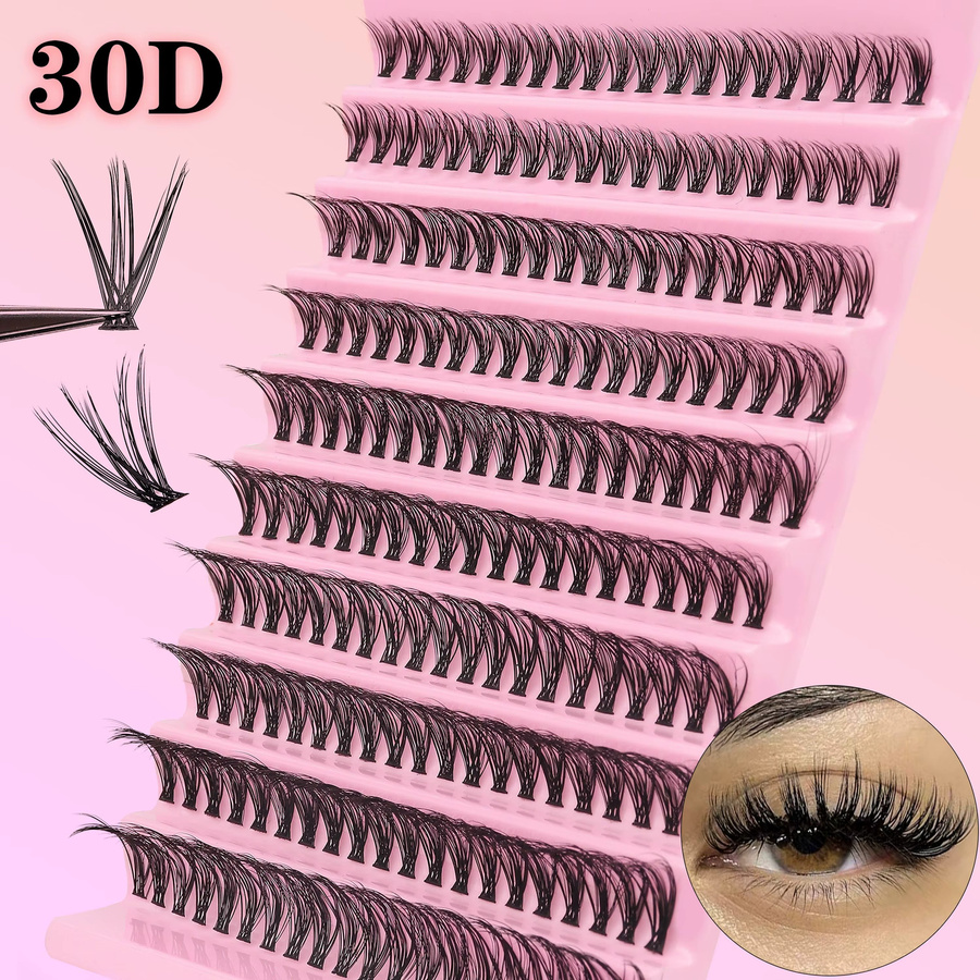 JIEFUXIN Falsche Wimpern Set, 200 Stück, 30D Cluster, Black, Unisex - Bild 6