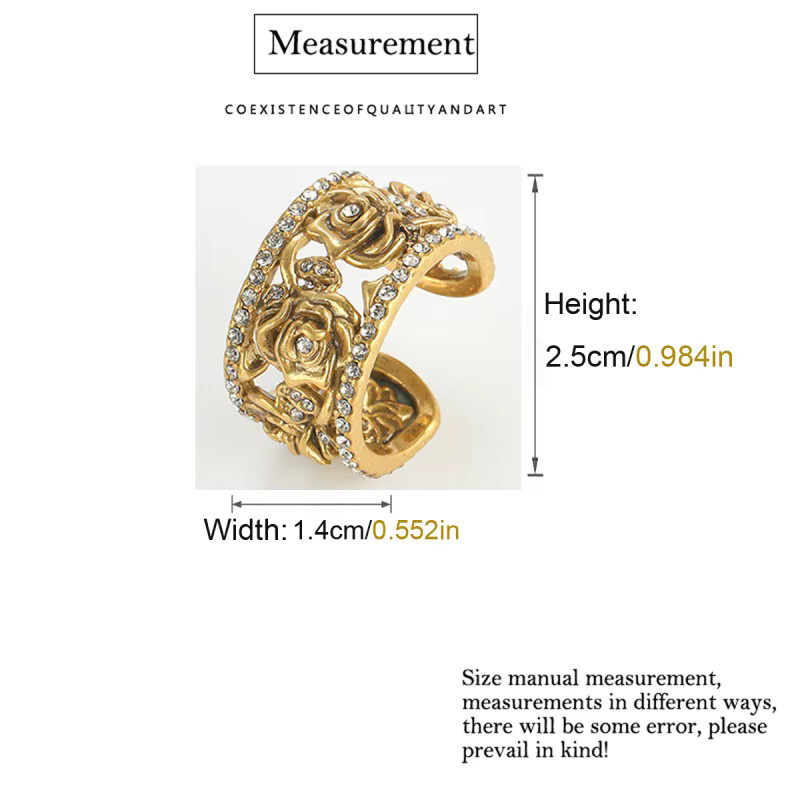 Icareu Ring, goldfarben, Rosenblüten-Design, Strass, Damen - Bild 2