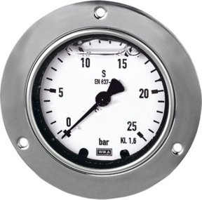 Riegler Glyzerinmano Manometer mit Frontring, G 1/2 hinten exzentrisch, Messbereich 0-400 bar, Durchmesser 100 mm, Silber - Bild 1