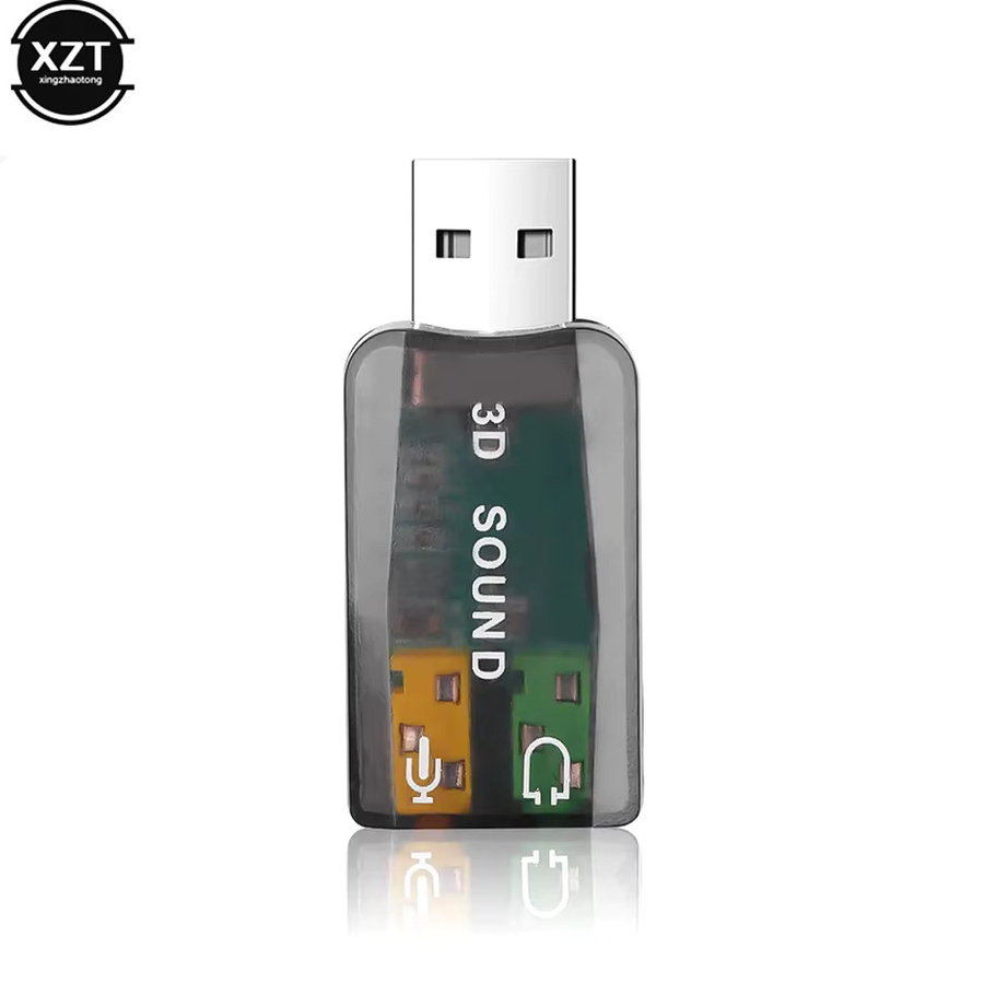 WYMECT USB Soundkarte mit 5.1 Sound Kanal und 3D Audio für Laptop und Lautsprecher, Schwarz - Bild 2