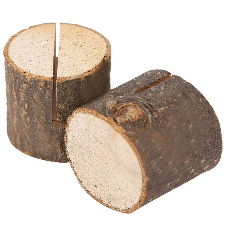 10 Stück Qiilu Tischkartenhalter aus Holz in Braun für Hochzeiten im rustikalen Design - Bild 4