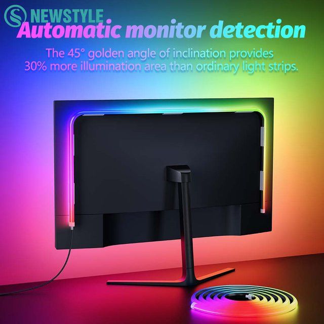 Newstyle LED-Streifen-Sync-Lichtleiste zur smarten Gaming-Ambientebeleuchtung mit App-Steuerung und Musik- sowie Farbsynchronisation - Bild 1