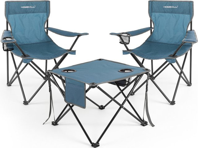 HOMECALL Campingset bestehend aus Campingtisch und Klappstühlen in Blau - Bild 1