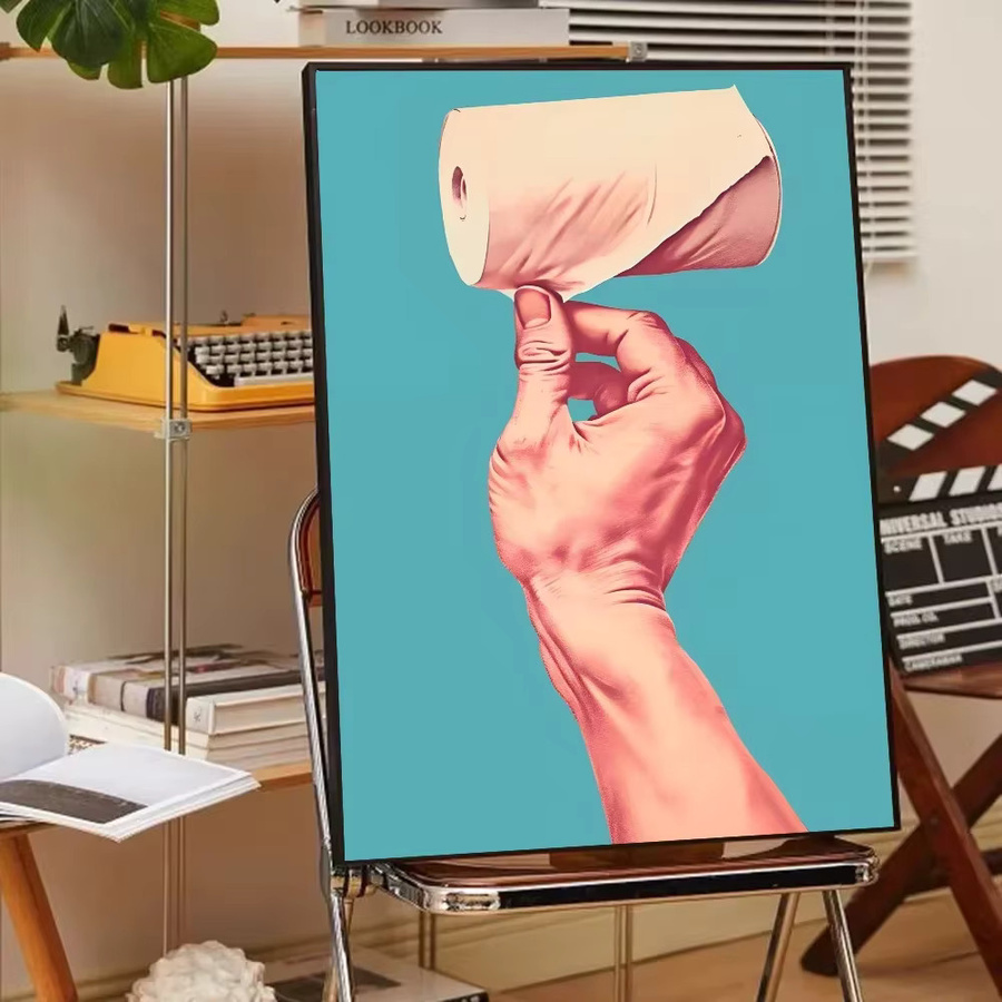 Lustiges Mona Lisa Poster mit Perlen und Toilettenpapier als Wanddekoration für dein Badezimmer aus Papier - Bild 5