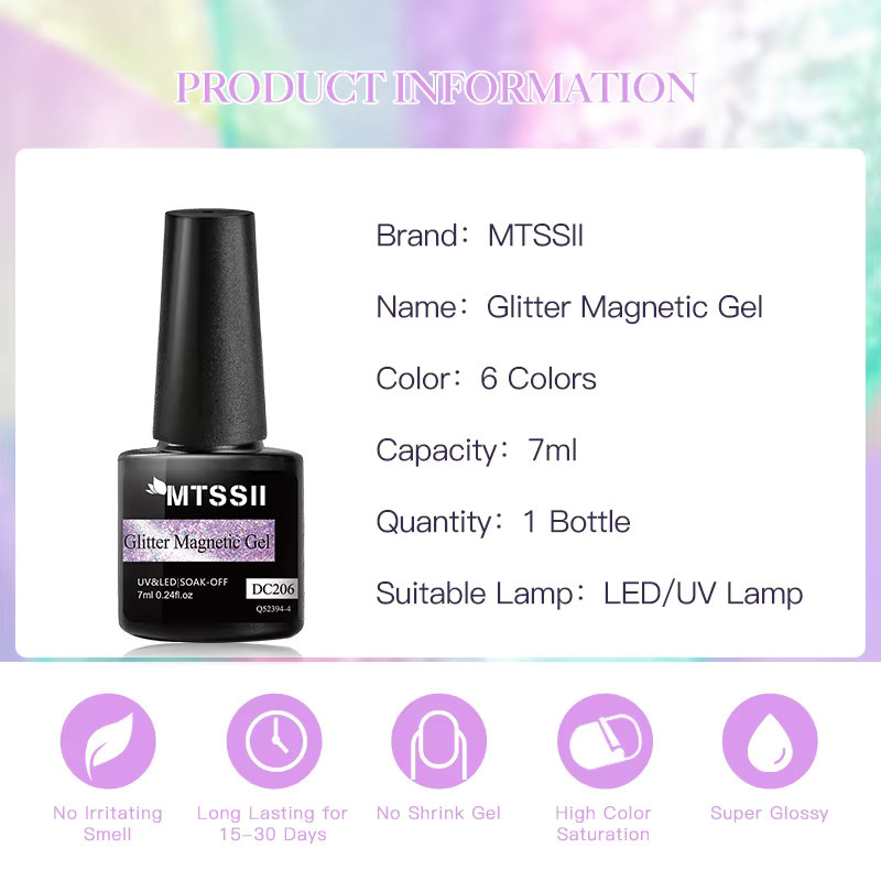 Mtssii DC208 Magnetischer Gel Nagellack, 7 ml, Glänzend - Bild 5