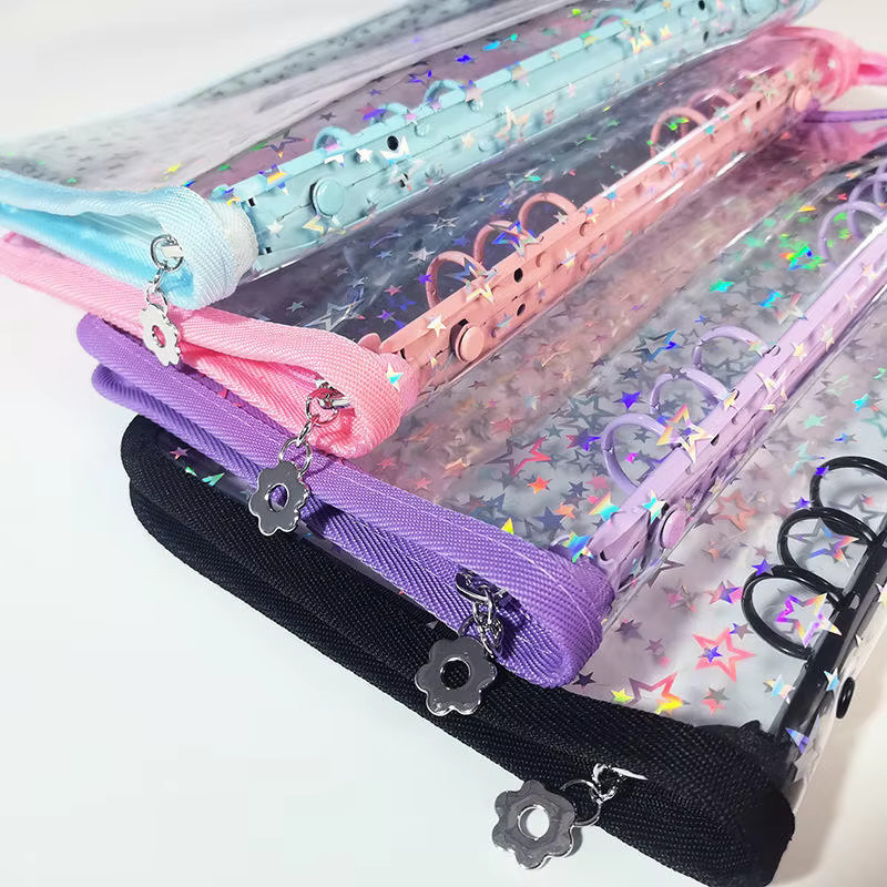 Laser Star Reißverschluss-Sammelmappe A7 Transparentes Kpop Idol Fotoalbum als nachfüllbarer Organizer für DIY Tagebuch und Kawaii Schreibwaren in Multicolour - Bild 2