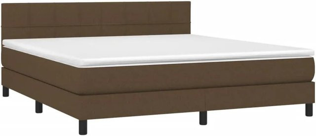 vidaXL Boxspringbett mit Matratze in Dunkelbraun, Hybridbett mit LED-Unterbettbeleuchtung und USB-Ladeanschluss, B/T: 180 x 200 cm - Bild 1