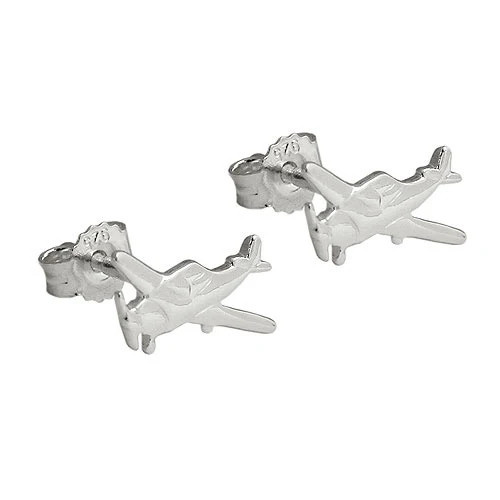 Colfem Ohrstecker kleines Flugzeug, 925 Silber, Unisex - Bild 1