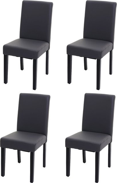 4er-Set MCW Esszimmerstühle Littau aus Kunstleder in Grau Matt mit Kautschuk- und Pappelholz-Beinen - Bild 1