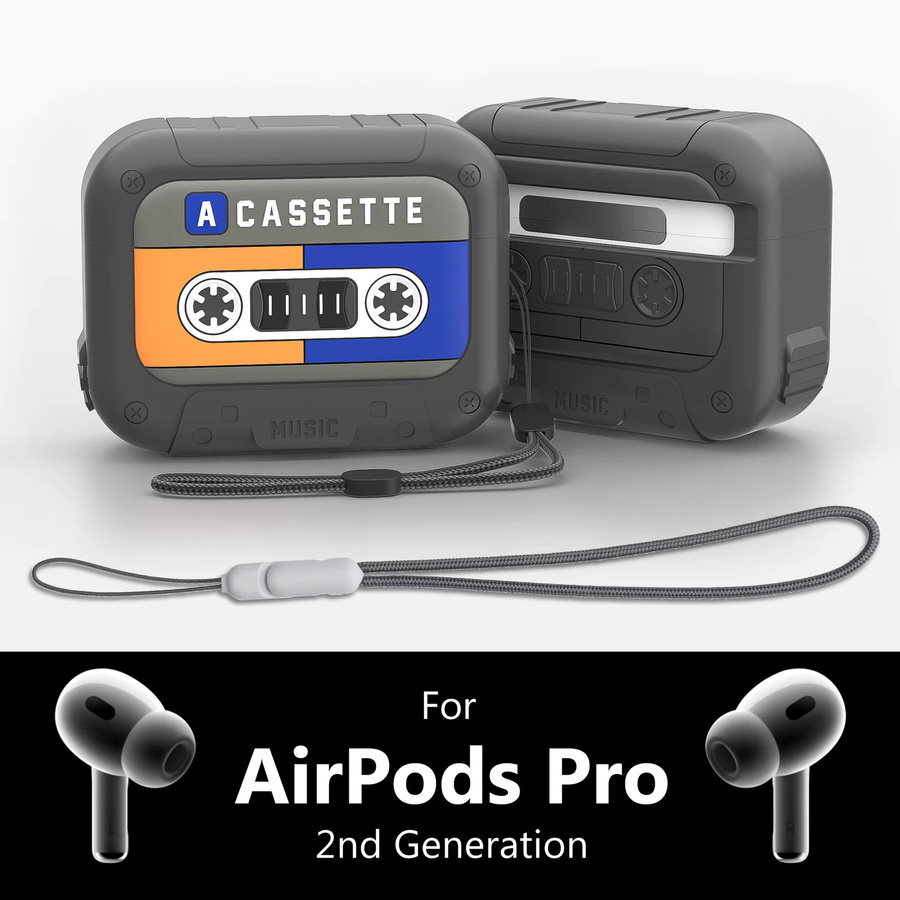 BEWZI Schutzhülle für AirPods Pro 2nd Gen mit 3D-Design und 2 Lanyards in Orange - Bild 2