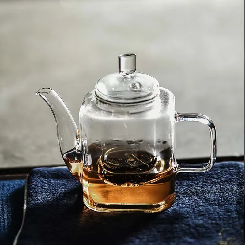 VINRITO Japanisches quadratisches Teeglas-Set mit Tee-Infuser, transparentes Glas, B/T/H: 12,0 x 12,8 x 12,0 cm - Bild 4
